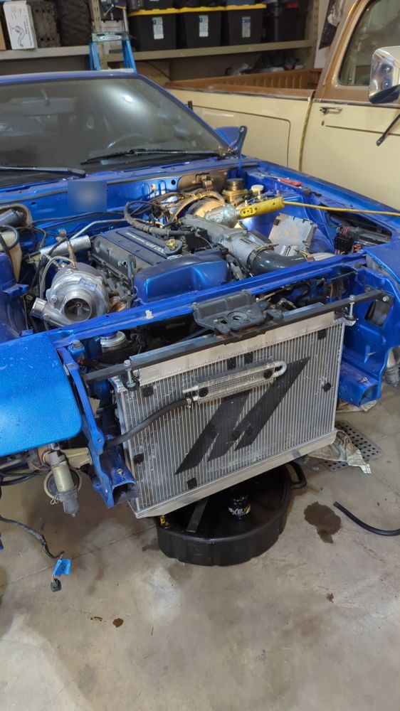 Front of the Conquest with the radiator mounted during the swap